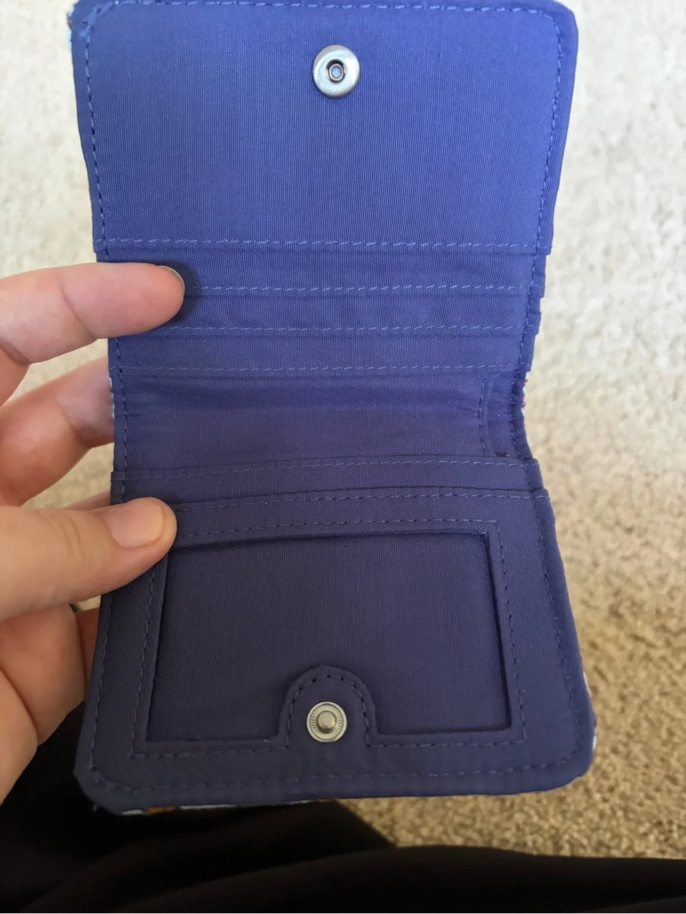Vera Bradley Purple Blue Floral Quilted Coin Wallet - Picture 3 of 3